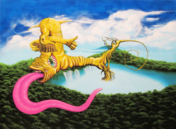 Le septile, acrylique sur toile 36'' x 48''