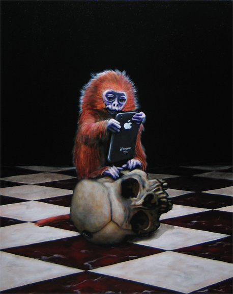 Vanité phone home, acrylique sur toile 16 x 20''