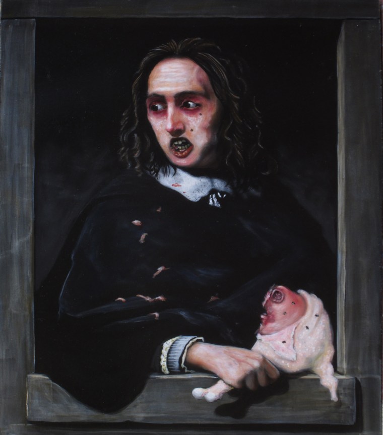 Le défilé du Père-Noël, 12 x 10" acrylique sur panneau