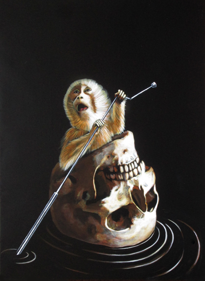 Marée noire, acrylique sur panneau 14 x 11 po.